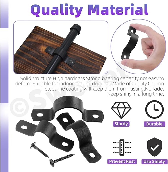 Swpeet 45Pcs 3 Sizes 15mm 20mm 25mm Two Hole U Bracket Clamp with Screws Assortment Kit, U-Clamps, Metal Pipe Clamps, Pipe Strap Clamps, Conduit Tension Clips for Fixing Pipe or Cable