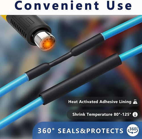 1/4" Heat Shrink Tubing, 33 Ft 3:1 Dual Wall Adhesive Lined Heat Shrink Tube, Marine Grade Waterproof Shrink Wrap Tubing, Electrical Industrial Automotive Sealing Shrink Tube for Wire Insulation
