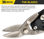 10 Inch Aviation Tin Snips Left Cut, Heavy Duty Sheet Metal Cutter Snips Shears Cutting Metal Sheet Chrome Vanadium Steel Sharp Blades Safety Latch