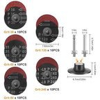 SUNJOYCO 50PCS Quick Change Grinding Discs, 3 Inch Die Grinder Sanding Discs, Roll Lock Abrasive Disc 1/4 Inch Shank, Aluminum Oxide Surface Conditioning Disc, 30 60 80 120 240 Grit