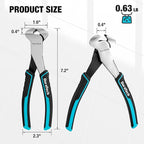 DURATECH 7-Inch Nail Puller, CRV Steel End Cutting Pliers with Blackened and Polished Finish, Non-Slip Handle Nail Remover Tool, End Nippers for Pulling Nails and Cutting Wires