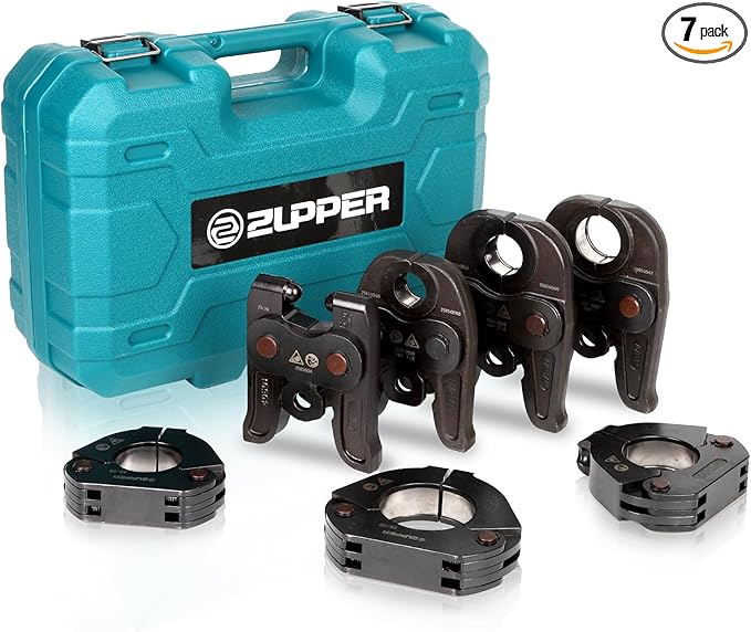 7PCS MegaPress Pressing Kit 1/2”-2” with 3PCS Pressing Jaws,3PCS Press Rings, 1PC Actuator for Carbon Steel Pipes Compatible with Standard Pressing Tools