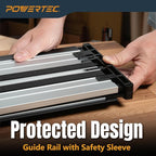POWERTEC 55" Track Saw Guide Rail for Kreg Track Saws | Perfect for Repeatable Rip Cuts & Crosscuts | Extruded Aluminum Guide Rail for Optimized Bevel & Straight Cuts (71990)