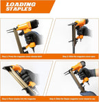 7116LN Air-Powered Staple Gun 22 Gauge Stapler, Pneumatic Oil-Free Upholstery Stapler, top Exhaust, for Woodworking, Professional and DIY Projects
