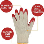 Generic 300 Pairs Red Palm Latex Dipped Work Gloves - Cotton Polyester Shell Safety Protection Gloves - Nitrile Coated - Made in Korea