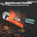 Heavy Duty 8 Inch Adjustable Pipe Wrench - Mini Straight Plumbing Tool for Tight Spaces & DIY Repairs