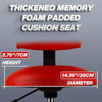 Shop Stool with Backrest, Mechanic Garage Stool for Workshop, Adjustable Stool Chair, Padded Workbench Stool for Men Women, 300 LBS Capacity, 360° Swivel PVC Seat, Heavy Duty, Red