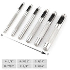 Spurtar 6PCS Leather Hole Punch 1/8'' - 5/16'' Heavy Duty Round Hollow Belt Hole Puncher High Carbon Steel Leather Punch Tool for Belts Watch Cloth Gaskets with Storage Bag