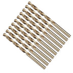 Drill Bit, 11/64" Cutting Diameter (4.366mm), 4241 HSS Gold 118° Cutting Angle Versatile Jobber Bits - (Applications: for Drilling Plastic Wood Soft Thin Metal), 10-Pieces