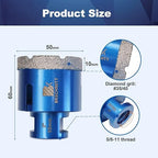 2 Inch Diamond Core Drill Bit for Porcelain Tile Ceramic Marble Granite Drilling,BRSCHNITT 2pcs Vacuum Brazed Diamond Hole Saw with 5/8-11 Thread (50mm 2pcs)