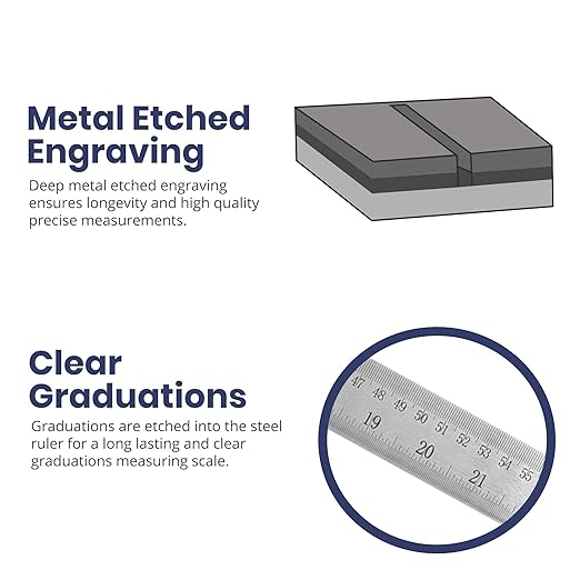 Pacific Arc Stainless Steel Ruler Inch and Metric, with 32nd and 64th Graduations, 48 Inches