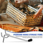 Tatuo 200 Pcs Pegboard Hooks Galvanized Metal Pegs with Rubber Tip Fit 1/4" 1/8" for Garage Store Wall Tool Organization Display(4 Inch)