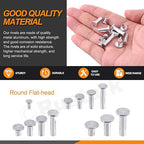 Round Flat Head Rivet Nuts Stud Rivet Semi-Tubular Silver Tone for Household Automobile Industry (M3 M4 M5 M6)