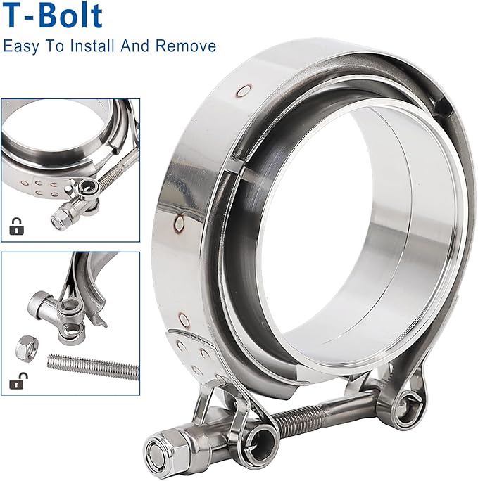 LokoCar 2.25 Inch V Band Clamp with Flange Male Female Stainless Steel 2Pcs