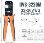 iCrimp IWS-3220M Micro Connector Pin Crimping Tool 0.03-0.52mm² 32-20AWG Ratcheting Crimper for D-Sub,Open Barrel suits Molex,JST,JAE