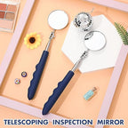 2 Pcs Telescoping Inspection Mirrors, Mechanics Mirror Tool with Long Handle, Round Extendable Mirror on a Stick for Technicians Mechanics Contractors Checking Observation(50mm,Blue)