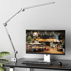VERSKI LED Desk Lamp With Dual Light Source, Eye-Caring Optical Lens, 5 Color Modes & Brightness, 18W Brightest, Swing Arm Office Lamp, Clamp Lamp for Home Office, Work and Task