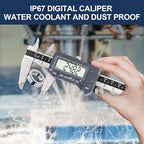 PEC Tools 6 Inch/150mm Digital Caliper & Made in US 6 Inch 16R Rule (32nds,64ths,50ths,100ths), Industrial-Grade Stainless Steel Caliper, IP67 Waterproof & Oil-Resistant, Inch/MM/Fraction Modes