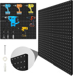Peg Board, 4 Pack Metal Pegboard Panels Black Pegboards Wall Organizer with Bent Frame Large Heavy Duty Peg Board for Walls Home, Garage Tool Storage, Office Organization, Craft Room, Kitchen