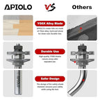 Professional 2PCS Bevel Style Rail and Stile Router Bits Set 1/2 Inch Shank, 3/8 Inch Cutting Depth, Up to 7/8 Inch Stock, Door Frame Shaper Cutters Raise Panel Making Router Bit Set