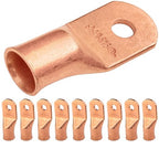 SELTERM 10pcs 4/0 AWG - 5/16" Stud - Wire Lugs, Heavy Duty Battery Cable Lugs, Ring Terminals, Battery Cable Ends,0000 Gauge Terminals, UL Bare Copper Eyelets Electrical Battery Terminal Connectors