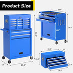 On Shine 8 Drawer Rolling Tool Chest, Large Capacity Rolling Tool Box with Wheels, Locking Mechanical Tool Chest, Portable Tool Box with Sliding Drawers,Metal Tool Box for Garage Workshop (Blue)