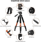 JOILCAN Tripod Camera Tripods, 74" Tripod for Camera Cell Phone Video Photography, Heavy Duty Tall Cameras Tripod Stand, Professional Travel DSLR Tripods Compatible with Canon iPhone, Max Load 15 LB