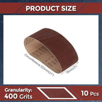 10 Pcs Sanding Belts 3 x 21 Inch 400 Grit Aluminum Oxide Abrasive Sandpaper for Belt Sander Metal Grinding Wood Working Weld Rust Removal