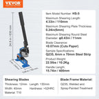 VEVOR Hand Plate Shear 5",Manual Metal Cutter Cutting Thickness1/4 Inch Max,Metal Steel Frame Snip Machine Benchtop 7/16 Inch Rod,for Shear Carbon Steel Plates and Bars