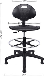 Chair Master (Tall Bench Stool, Glides Easy to Clean! Ergonomic Polyurethane Drafting Stool. Seat Height Range 23"-33". Heavy Duty Adj. Footring. for Home Office Lab Workstation