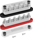 DAIERTEK 600A Power Distribution Block 12V Bus Bar Terminal Block 6 x 3/8" Terminal Studs 12 Volt Marine Bus Bar with Cover Positive & Negative for Automotive Car Boat Solar System