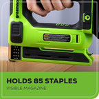 Greenworks 24V 3/8" 18 GA Crown Stapler, Cordless Narrow Nail Stapler, Tool only
