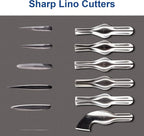 Falling in Art Linoleum Block Cutters - 6 Different Shaped Lino Cutters, Assorted Blades for Printmaking, Precision Carvings(2 Set)