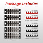 APIELE Screw Terminal Block Covered 6 Position Dual Row 25A 6 Position Pre-Insulated Terminal Barrier Strip (5PCS 25A 6P+5PCS Wiring Strips)