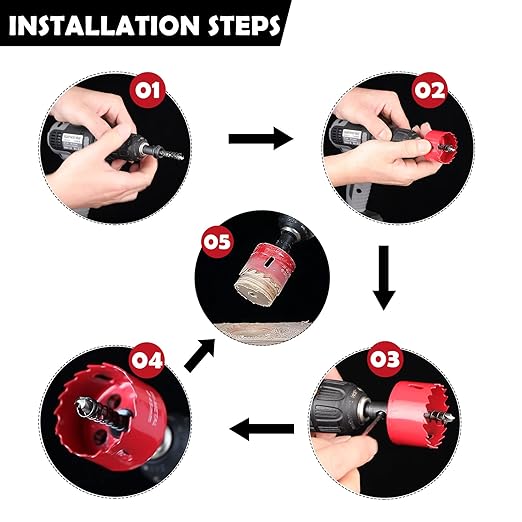 12PCS Bi-Metal Carbide Hole Saw Kit with Drill Bits for Thin Metal and Wood,Cutting Diameter 45/64'' to 2-15/16'',for Gerneral Purpose