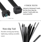 Zip Ties 14 inch 1000 Pack, Black Cable Zip Ties 50 lbs Tensile Strength Nylon Self-Locking Wire Ties Wraps for Outdoor and Indoor Use by ECRABONE