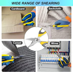 Scissors Heavy Duty 8'', Carpet Scissors, Multipurpose Scissors with Protective Cover, Stainless Steel Serrated Blades, Easy Cutting Cardboard, Leather, Fabric, Wires, Nutcracker, Yellow