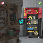 71" Metal Garage Storage Cabinet, Metal Garage Cabinets with Wheels,Tool Storage Cabinet with 5 Adjustable Shelves, Locking Steel Tool Cabinets for Home,Basement,Warehouse