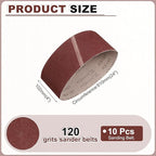 HARFINGTON 4 x 24 Inch Sanding Belts, 10 Pcs 120 Grits Aluminum Oxide Abrasive Belt Sander File Belt for Woodworking, Metal Polishing, Knife Sharpener