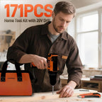 COMOWARE 171-Piece Home Tool Kit with Drill, 20V Cordless Power Drill Combo Set, Complete Household Repair Tools for Men & Women in Garden, Office, DIY Projects