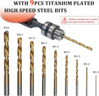 CheeMuii Powerful Speedy Hand Drill 3/8 Inch Manual Drill with 9 Pcs Drill Bit Set Chuck and Key for Wood Plastic Soft Metal