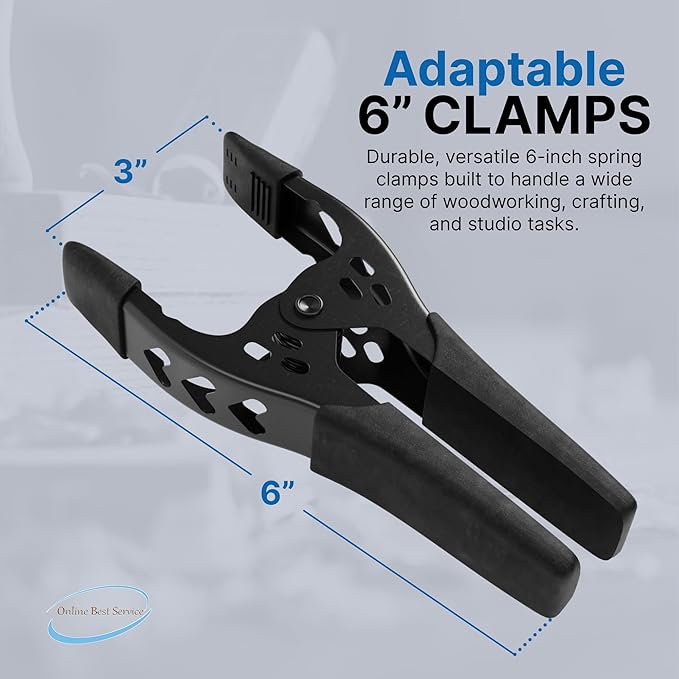 Lot of 12-6" inch Spring Clamp Large Super Heavy Duty Spring Metal All Black - 2.5 inch Jaw opening
