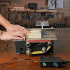 Mini Table Saw, 1.2x16.5in Multifunktional Small Table Saw With 10 Sanding Belts, 300W Dual Motor Control Belt Sander for Metal, Wood, Aluminum and Other Grinding and Cutting Tools