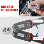 3/8 Inch Digital Torque Wrench with Preset Values, 2.2-44.3 Ft-lbs/3-60Nm, Buzzer and LED Notification, Small Electronic Torque Wrench for Motorcycles