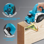 Cordless Handheld Planer for Makita 18V Battery, 15000 RPM Power Wood Planer, 3-1/4 Inch Brushless Power Planer for Woodworking, Carpenter Home DIY(No Battery)