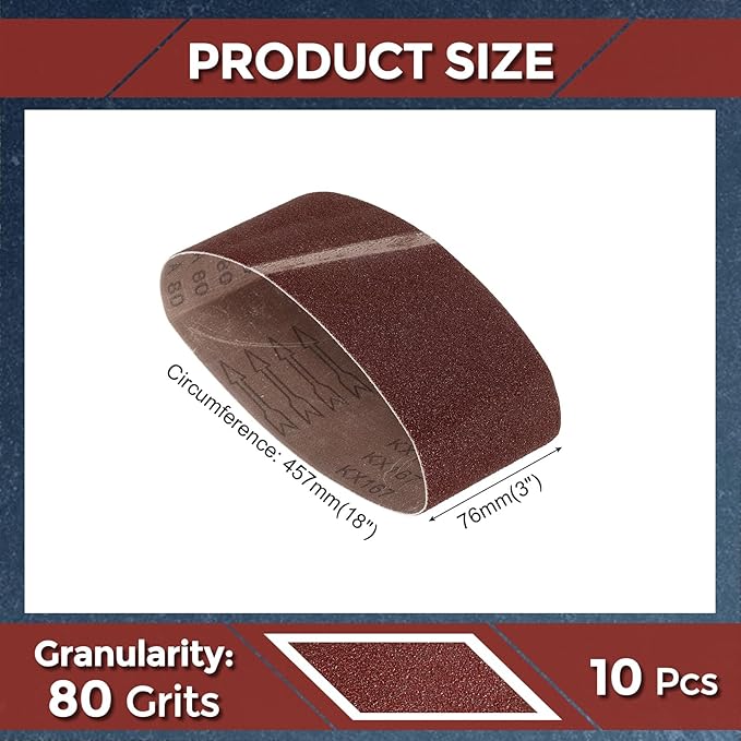 Sanding Belts 3 x 18 Inch 80 Grit Aluminum Oxide Abrasive Sandpaper for Belt Sander Metal Grinding Wood Working Weld Rust Removal