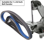 Taokyid 18 Pack 1 x 42 Inch Sanding Belts, 1x42 Silicon Carbide Sanding Belts, 3 Each of 120 240 400 600 800 1000 Grits Sander Belts for For Knife Sharpening and Metalworking, 1x42 Sanding Belts