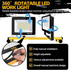 Work Lights with Stand, 21000 Lumen, 2 Adjustable Heads LED Work Lights, with Adjustable and Foldable Tripod Stand, Waterproof Lamp with Individual Switch with 6500 Kelvin Color Temperature (2-Heads)
