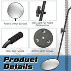 Barydat 2 Pack Under Vehicle Inspection Mirror with Telescoping Handle and Light 12 Inch Diameter Security Angle Adjustment Handheld Inspection Mirror for Under Car Truck Equipment Over Shelf