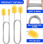 6pcs Flexible Drain Brush 78 Inch Pipe Cleaning Brush 63 Inch Drain Cleaner Brush 59 Inch Hose Brush and 3 Pcs 9 Inch Straw Cleaner Brush for Straws Kitchen Sink Plumbing Shower Drain Tube (Yellow)